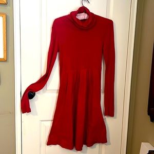Red casual dress.   With turtle neck Size 4 .. super cute on!